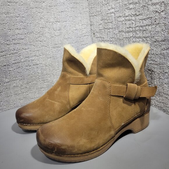 Dansko Bessie Women's Size EU 40 US 9 Tan Shearling Lined Pull on Ankle Boots - Picture 6 of 10